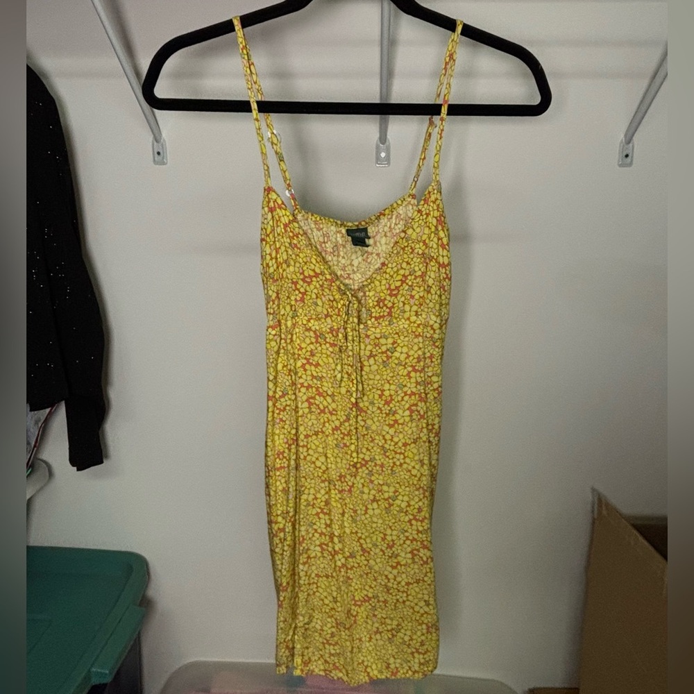 Yellow Floral Spaghetti Strap Dress
